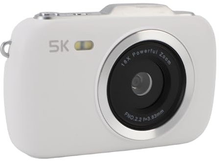 Dilwe Appareil Photo Numérique 80MP 5K, Zoom 18x, Fonction Webcam, 2,8 '' Affichage, pour la Photographie de Webcam (White)