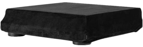 Funda antipolvo para tocadiscos estéreo, elastano negro súper suave con banda elástica de 6 mm, protección contra el polvo de 31 x 32 x 8 cm, protege contra líquidos, suciedad y pelo de mascotas