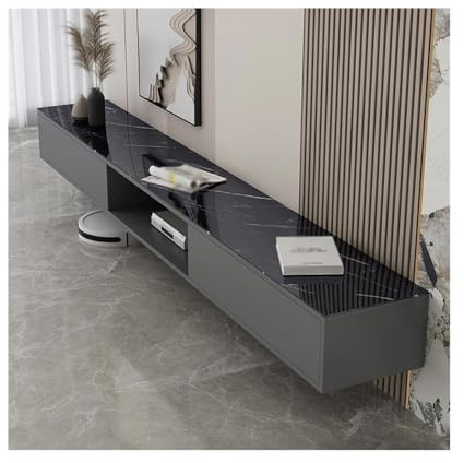 CFY652 Mueble TV Flotante Mueble de TV Flotante de Pared con Compartimentos de Almacenamiento múltiples, Consola Multimedia for TV, Mueble de TV Flotante Soporte Flotante para TV(Negro,Grande)