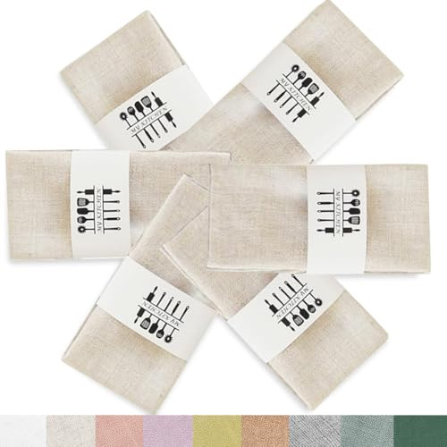 6er Set Stoffservietten Leinenservietten, Nachhaltige Leinen Servietten Stoff, Leinen-Baumwolle Stoffservietten Abwaschbare Servietten Tischdekoration für Hochzeit Party Küche Familie (Beige)