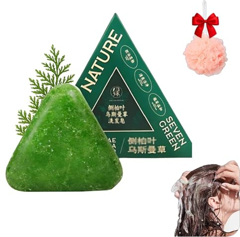 Shampoo Solido Nature Triangle, Shampoo Solido Nature Seven Green Soap, Sapone Solido All'acqua Di Riso Glutinoso Usman Grass, Naturale Biologico A Base Vegetale, Adatto A Uomini E Donne (1PC)