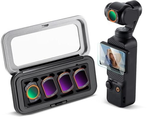 K&F CONCEPT VND Filter Set kompatibel mit DJI Osmo Pocket 4/3 | Magnetisches 4er Set: CPL + ND16 + ND64 + ND256 Filter, Aluminiumrahmen