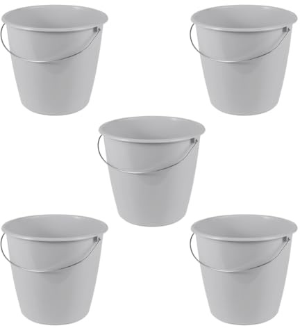 keeeper Erik 5X Eimer mit Metallbügel, 5 l, Polypropylen, 24 x 24 x 20 cm, Nordic Grey