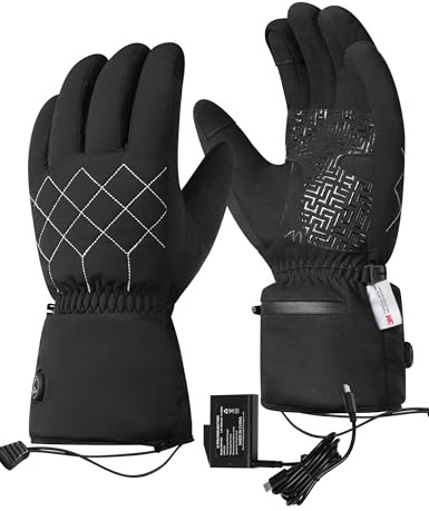 KUTOOK Beheizbare Handschuhe Herren Damen Elektrische Heizhandschuhe mit 3M Thinsulate Wasserdicht Winddicht Winterhandschuhe mit Touchscreen Reflektierend für Ski Wandern Motorrad
