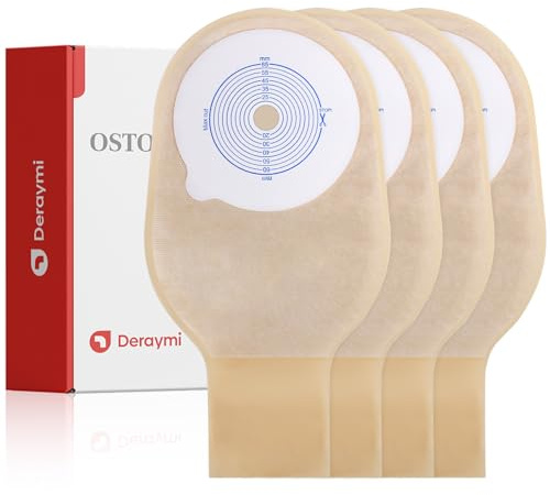 DERAYMI 30 PCS Colostomy Bags, Ostomy Supplies with 6 Clamp Closure, 15mm-65mm Cut to Fit Ostomy Bag for Ileostomy Stoma Care, Single-Layer Non-Woven Drainable Pouches
