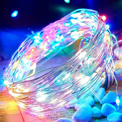 ALEGRE® Led Lichterkette Batterie Timer, 4M 40 LED Micro Kupferdraht Lichterkette mit Timer und Batterie, Bunte Lichterketten Innen für Hochzeit Deko, Geburtstag, Geschenk, Weihnachten Dekoration