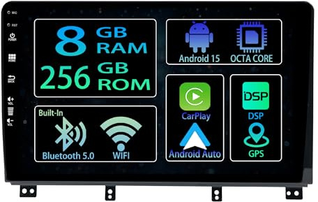 【8+256GB】 9 Pouces Android 15 Autoradio pour Peugeot 3008 5008 2009-2016 Radio Carplay Stéréo sans Fil Car Play GPS Auto Navi L'écran Bluetooth Navigation Player Écran Tactile FM SWC