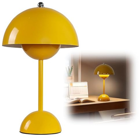 DASIAUTOEM Blütenknospenlampe,Pilzlampe Tischlamp LED Akku Tischlampe,Dimmbare Led Nachttischlampe 3000k-6000k Pilz Lampe Für Wohnzimmer, Schlafzimmer Büro (Gelb)