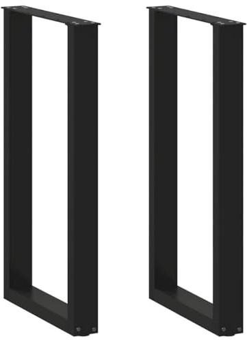 HETFTJN Lot de 2 Pieds de Table de Bar en U, Hauteur 90-91 cm, Pieds de Table Haute en Acier Thermolaqué Noir pour Mange-Debout, Console et Bureau, avec Vis et Niveleurs Ajustables