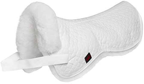 Lammfell Sattelpad Standard Christ – Sattelunterlage/Sattelkissen aus echtem Fell, dämpfendes Lammfellpad, Reitpad in weiß/weiß, Warmblut