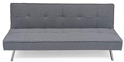 Homely - Sofá Cama KOHTAO | 3 Plazas | Sofa Cama Moderno | Apertura Clic Clac | Sofá Acolchado Cómodo | Sofa de Salón 3 Plazas | Mueble Convertible | 176 cm | Color: Tapizado Tela Gris