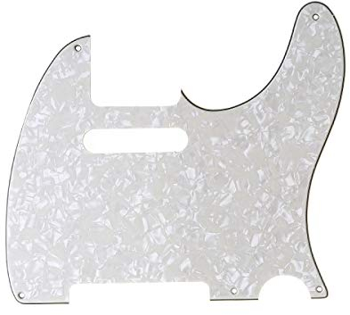 Musiclily 5 Löcher Vintage Tele Pickguard Gitarren Schlagbrett für Fender American/Mexican Telecaster E-Gitarre, 4 lagig Parchment Pearl