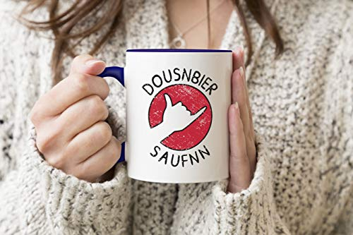 Bier Dousnbier Saufnn Beer Lovers Party Blue Handle Mug Coffee Tea Mug 330ml Cup