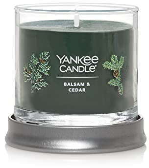 Yankee Candle Balsam & Cedar Scented, Signature 4.3oz Small Tumbler Single Wick Candle, Over 20 Hours of Burn Time