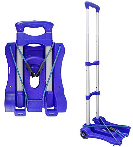 Sutekus Faltbare Handkarre und Dolly 49,9 kg Leichter tragbarer Gepäckwagen für Schule, Reisen, Büro, Umzug (blau)
