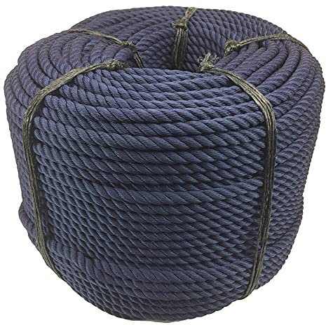 RopeServices UK - 6mm Navy Blue 3 Strand Nylon Rope x 15 Metres, Anchor Boat Mooring Yacht, Moorings