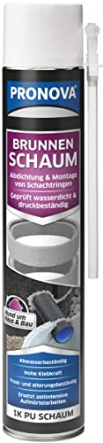 Pronova Brunnenschaum - 1K-PUR Schacht- und Montageschaum dauerhaft Wasserdicht und Druckbeständig zum Verfüllen, Dichten & Dämmen 750ml (Grau)
