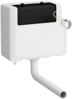 nuie XTY008B Modern Bathroom Dual Flush Concealed WC Cistern with Bottom Outlet and Chrome Push Button, 340mm, Chrome