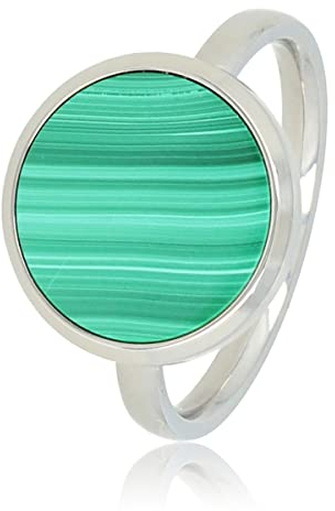 My Bendel - Silberring mit rundem Malachit- Stylischer Ringe für Damen mit echtem Edelstein - Bleibt schön und Verfärbt nicht - Stapeln Ringe - mit Luxuriösen Geschenkverpackung