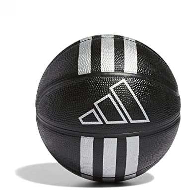 adidas Unisex 3-Stripes Rubber Mini Basketball, Black/Silver Metallic, 3