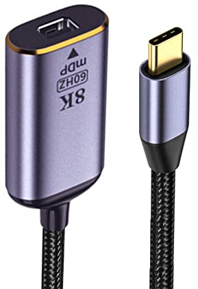 NFHK Câble USB 4 USB-C de type C vers Mini Displayport Mini-DP femelle Affichage 8K 60Hz UHD 4K Moniteurs
