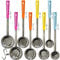 Portion Control Serving Spoons - (8 Piece Set) Restaurant Measuring Serving Ladle Utensils for Weight Loss, Bariatric Gastric Sleeve, Includes 2, 4, 6, 8 oz Solid & Perforated Scoops, 14-1/4 Long