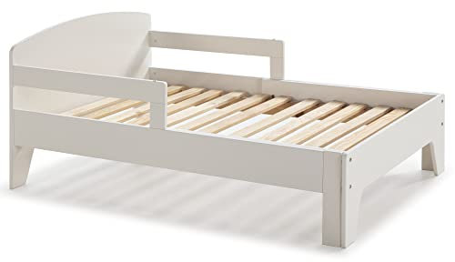 HOMN LIVING Lit évolutif Elisa 90x140/190 cm Blanc, MDF laqué, sommier Inclus