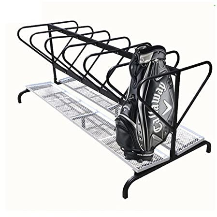 Golf Equipment Rack Golf Bag Rack 6-12 Bags Golf Club Double Row Golf Bags Storage Garage Organizer Golf Bag Organizer For Golf Bags And Golf Accessories (Color : Noir, Size : 198x95x85cm)