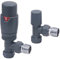 Anthracite Angled Thermostatic Radiator Valves - Energy Saving