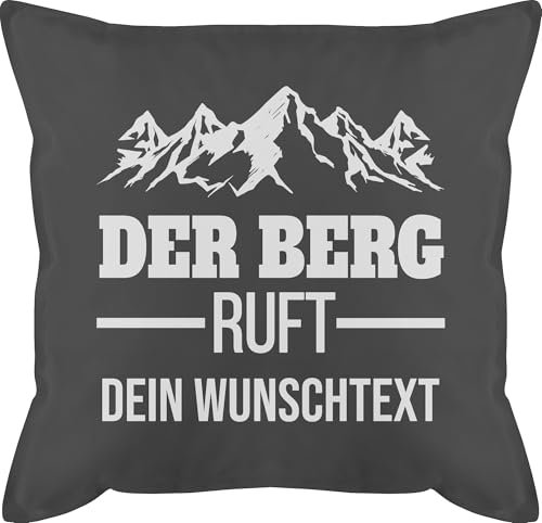 Kissen 50x50 - Der Berg Ruft - Wandern Geschenk - 50 x 50 cm - Grau - bergmotiv Wanderer Bergen Wander Wunschname