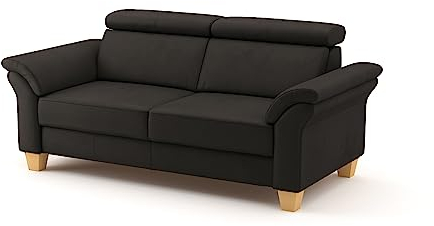 CAVADORE 3-Sitzer-Sofa Ammerland in Echtleder / Landhaus-Sofa mit Federkern + Kopfteilverstellung / 186 x 84 x 93 / Leder Dunkelbraun