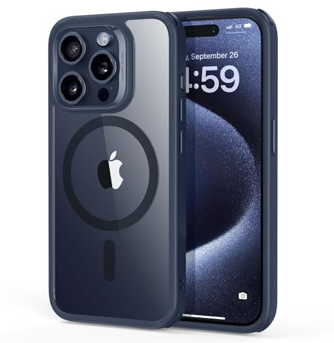 ESR for iPhone 15 Pro Case, Compatible with MagSafe, Military-Grade Protection, Yellowing Resistant, Scratch-Resistant Back, Magnetic Phone Case for iPhone 15 Pro, Classic Series, Clear Dark Blue