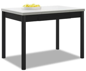 ASTIMESA - Table de Cuisine Extensible - Structure Noire avec Couvercle stratifié - Couleur Blanche - Idéale pour Les Petits espaces - Dimensions : 90 x 50 cm - Extensible : 140 x 50 cm