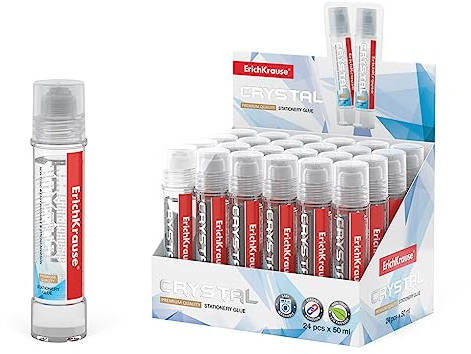 Erich Krause Flüssigkleber hochtransparent mit Applikator 50ml lösungsmittelfrei wasserlöslich frostbeständig - Bastelkleber Papierkleber 24 Stück