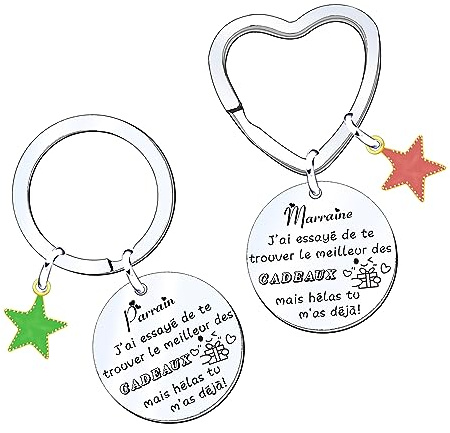 Cadeau Baptême Parrain Marraine - Porte-Clé Annonce Argenté L - Porte-Clefs Comme Demande