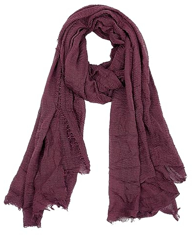 Van Der Rich ® - Schal mit fein gekreppter Oberfläche für Damen und Herren (40-Bordeaux, One Size)