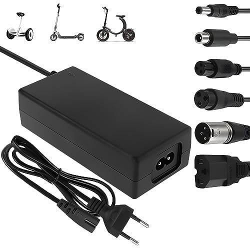 Yeerain Chargeur Trotinette Electrique, 42V 2A Chargeur Hoverboard 36V Trottinette Batterie avec 4 Connecteurs pour Hoverboard, Scooter Électrique, Planche à Dérive, Xiaomi M365/Pro 2