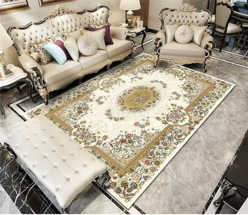 RUGMRZ Deko Tisch Wohnzimmer Kinderzimmer Teppich Klassischer Stil Pflanzendruckmuster rechteckig verschleißfest Kinderzimmer Teppich Junge 180X260CM