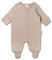 Hofbrucker Baby Schlafanzug aus 100% Bio Baumwolle, Kuschelig weicher Langarm Pyjama mit Füßen, Atmungsaktiver Newborn Strampler für Jungen und Mädchen in Größe 62/68 in Taupe