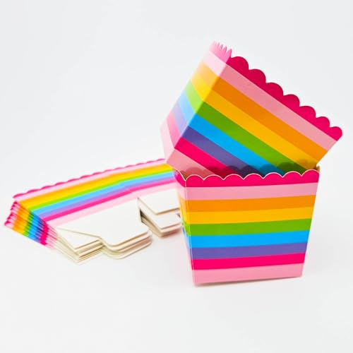 ZYOOO 12 Stück 6,5cm * 8cm Klein Pappbehälter Bunt Gestreiften Geeignet als Eisbecher, Popcorn Tüten, Cupcake Behälter für Eiscreme Party eine Babyparty,Gender Reveal,Baby Shower Party