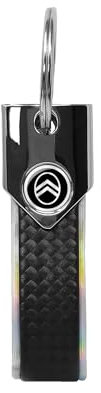 Citroen Porte-clés argent holographique officiel, carbone, nouveau logo noir, argent, Taglia unica