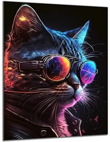 Munera Design - Bild 40x60 - Katzen-Bilder Katze Sonnenbrille von der Seite - Wand-Bilder Wohnzimmer