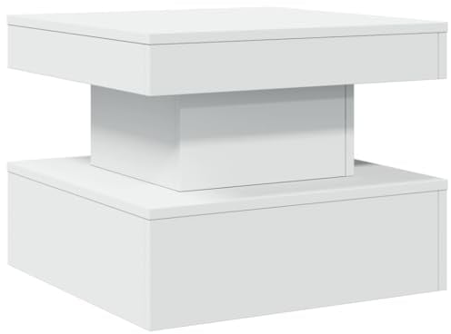 vidaXL Couchtisch mit LED-Leuchten, Beistelltisch mit Vielseitigem Design, Teetisch für Wohnzimmer Büro, Sofatisch, Modern, Weiß Holzwerkstoff