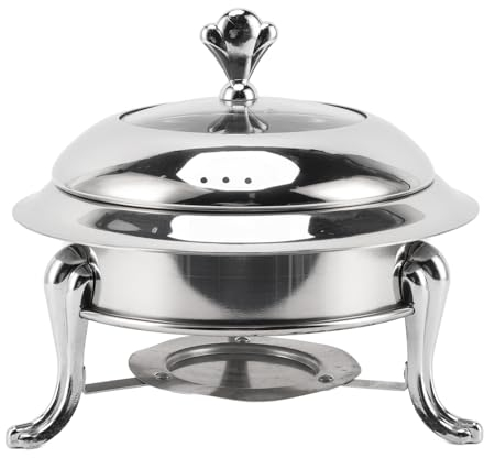 Buffetwärmer, Rund, Tragbar, Mehrfach Verwendbar, Alkohol, Brennstoff, Heizung, Edelstahl, Chafing Dish, Buffet-Set mit Deckel für Weihnachten (Naroote0d2z98fga1-11)