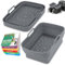 Air Fryer Liners Silicone for Ninja Dual AF400UK Airfryer Accessories, 2 Pcs Reusable 7.6-9.5L Air Fryers Inserts Trays Liner, Double Stack Foldable Basket with Magnetic Cookbook Recipe Book
