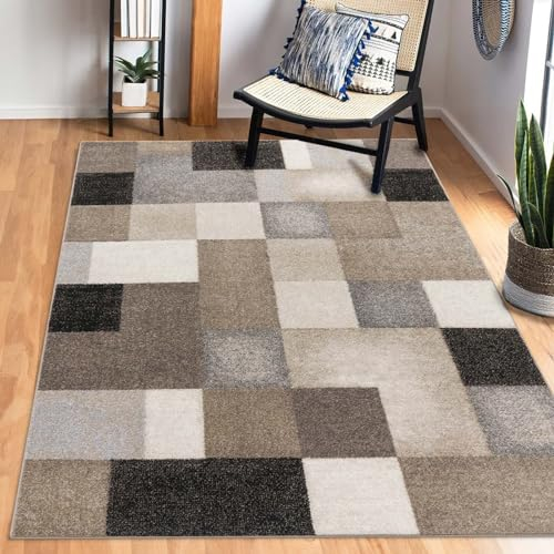 Taracarpet Kurzflor Designer Teppich modern für Wohnzimmer Schlafzimmer Kinderzimmer Design 125 Vintage beige 160x220 cm
