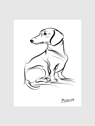 ZYANART Zeichnung von Pablo Picasso Wandkunst, Dekoration, Schwarz-Weiß, Poster, Drucke, ungerahmt (Größe: 29,2 x 41,9 cm, 30 x 42 cm) #4 (Dackel Hund 1)