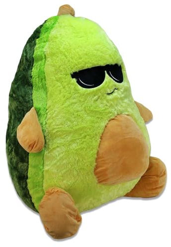 BEMIRO Avocado Kuscheltier XXL – 80 cm Groß, Gestickte Gesichter, Mit Schlaufe, Kuschelig Weich, 2 Motive Wählbar (Cool)