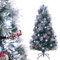 COSTWAY Albero di Natale Innevato 150/180 CM, con Fibra Ottica, 49/63 Luci LED, 8 Modalità di Illuminazione, 170/220 Punte di Rami, Ago di Pino, 18/24 Mazzi di Bacche Rosse e 18/24 Pigne (180 CM)