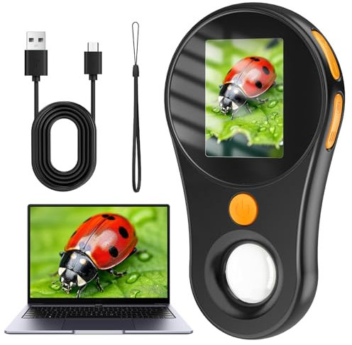 OUTACT 2MP Digital Microscope, 500X Pocket Microscope for Kids, 2.0‘’ IPS Pocket Kids Scope, 3-Level LED Lights, 600mAH Rechargeable Handheld Mini Science Kit, Compatible with Windows, Mac OS
